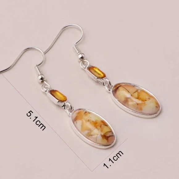 Turquoise texture drop earrings - Picture 4 of 4